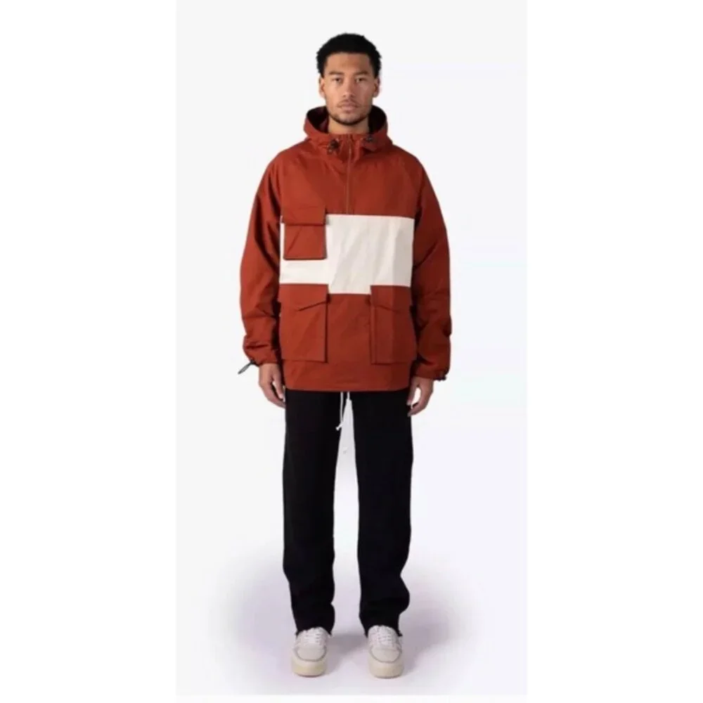 NEW Richie Le Men's Stylish Rust and White Windbreaker Size Medium